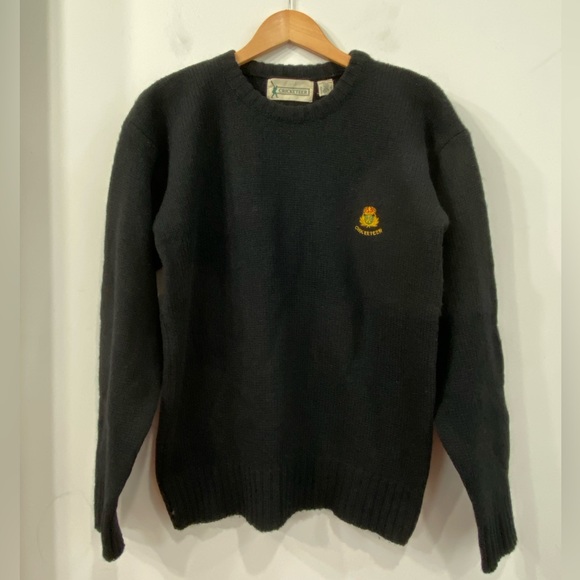 Vintage Cricketeer Virgin Wool Crew Pullover Sweater Black in size M Unisex - Picture 4 of 11
